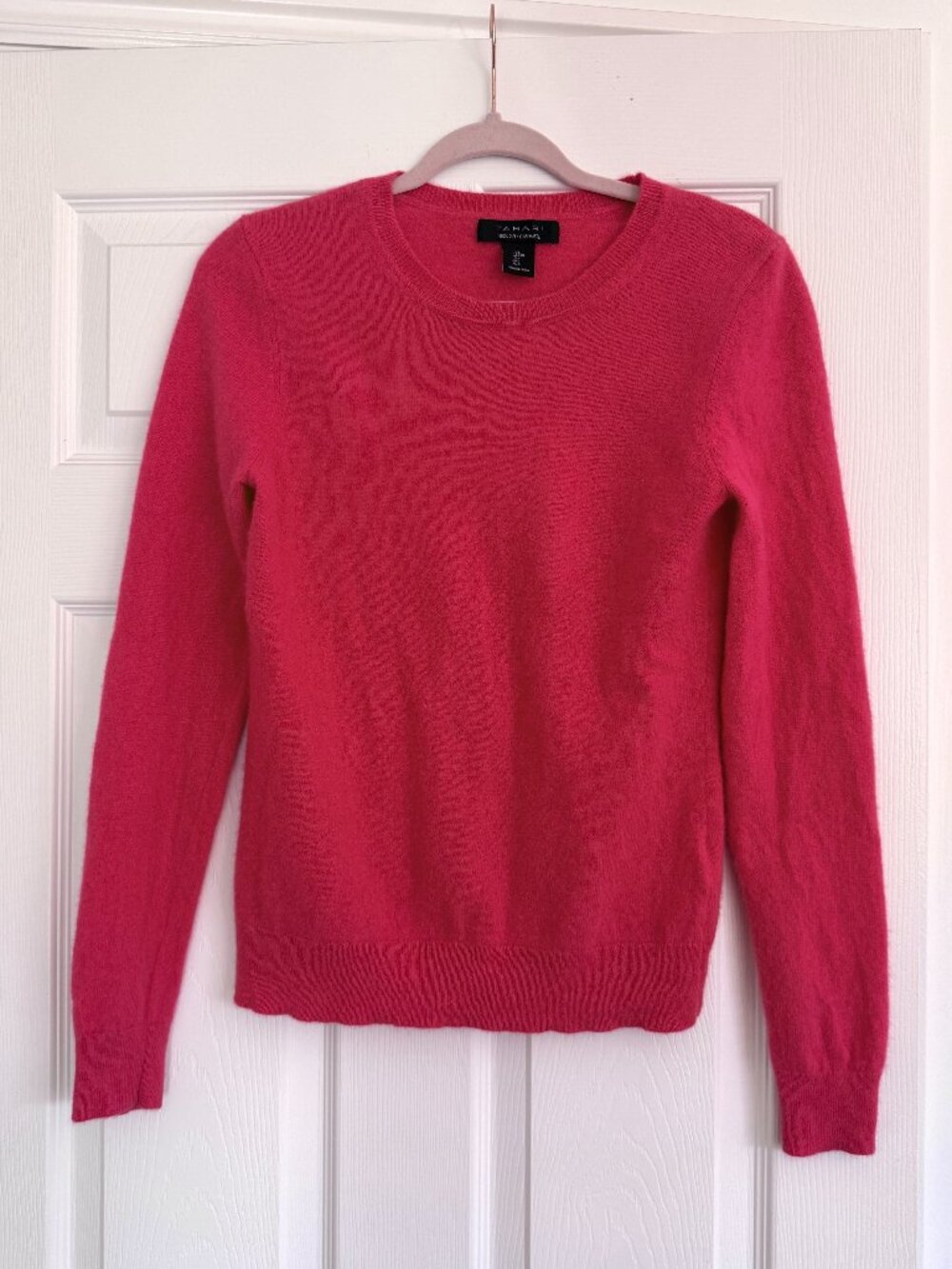 Tahari Pink 100% 2-Ply Cashmere Crew Neck Pullover Sweater Size L
